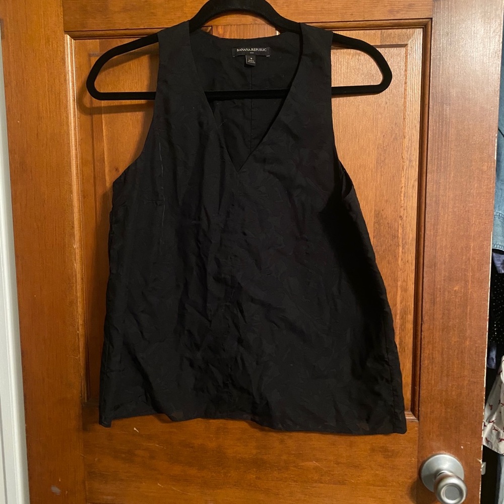 Banana Republic Black tank top with sheer overlay